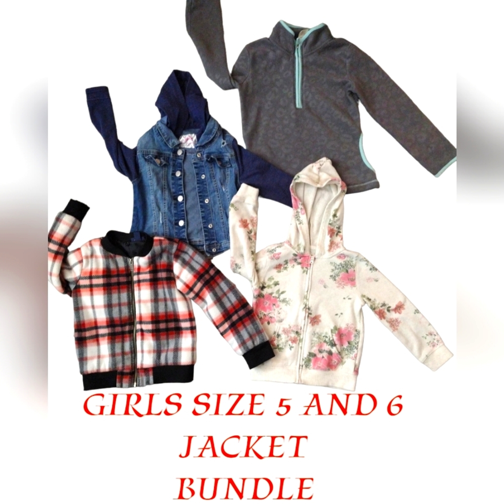 GIRLS SZ 5T- 7 JACKET/SWEATSHIRT BUNDLE..TOMMY HILFIGER..OSH KOSH..JUSTICE..ECT.
